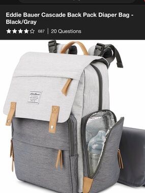 Eddie Bauer Cascade Diaper Backpack - Gray/Tan